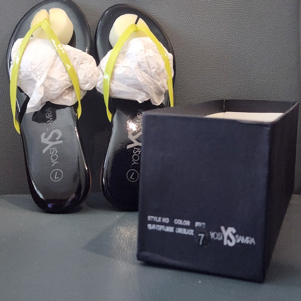 RARE Yosi Samra Black and Lime Sandals